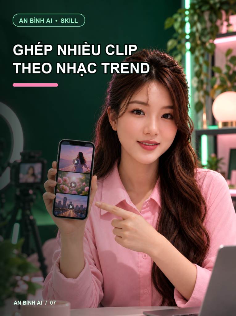 Ghép nhiều clip theo nhạc trend — An Bình AI